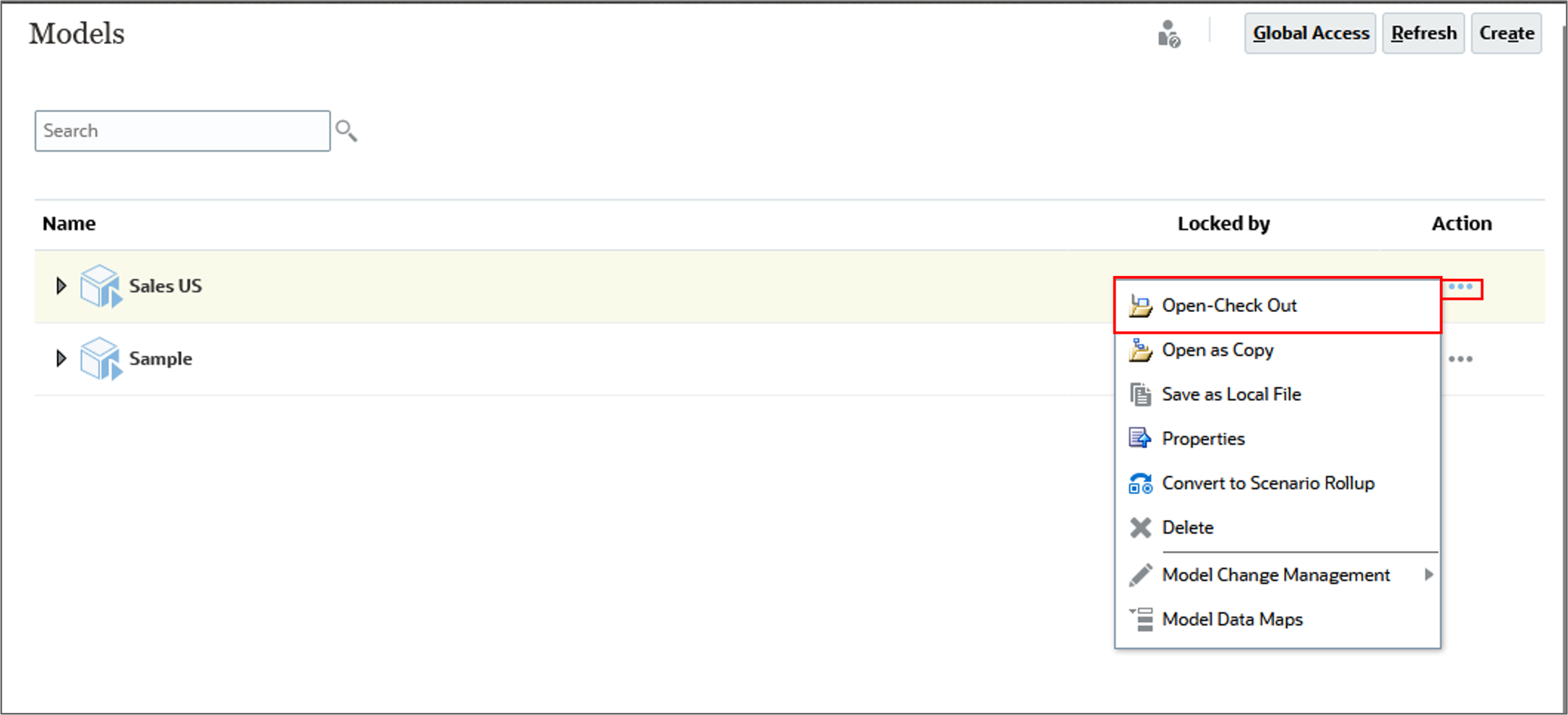 Menu Actions